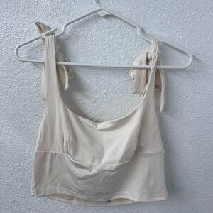 NWT VRG GRL White Cropped Top with Tie Straps